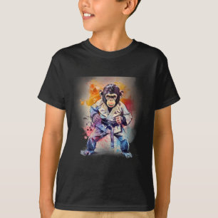 T-shirt Singe de Kung Fu aquarelle kickboxing Mma singe Lo