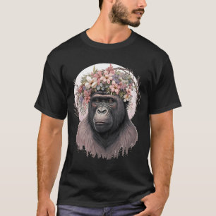 T-shirt Singe de la Couronne à fleurs de Gorille Florale