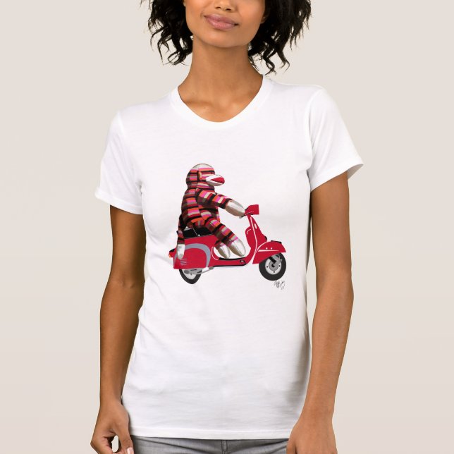 T-shirt Singe de queue sur cyclomoteur (Devant)