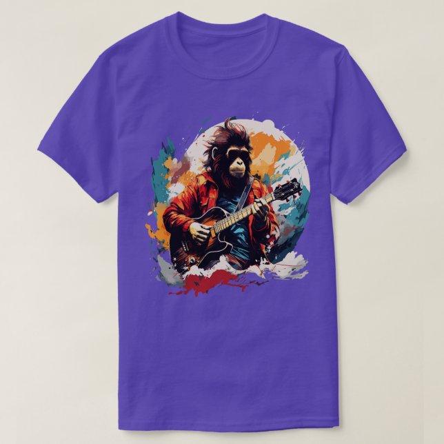 T-shirt Singe Des Neiges Jouant De La Guitare (Design devant)