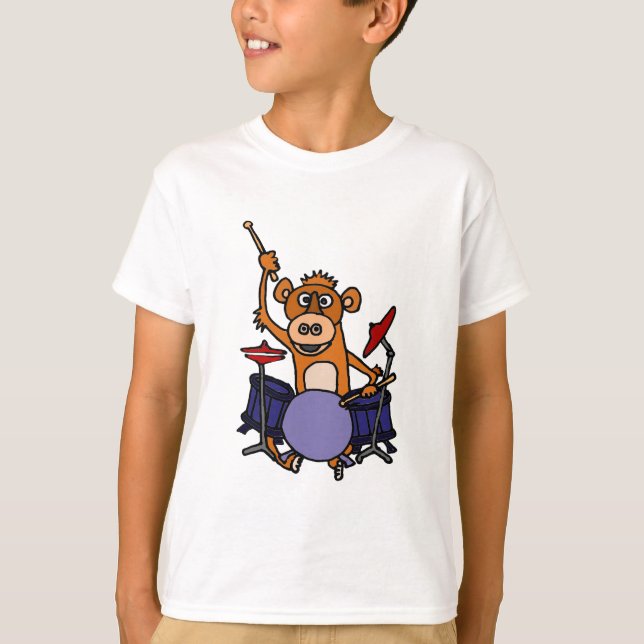 T-shirt Singe drôle jouant des tambours (Devant)