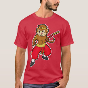 T-shirt Singe en guerrier avec tête de bâton