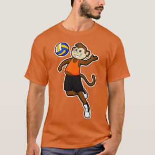 T-shirt Singe en joueur de volley-ball avec ballon de voll