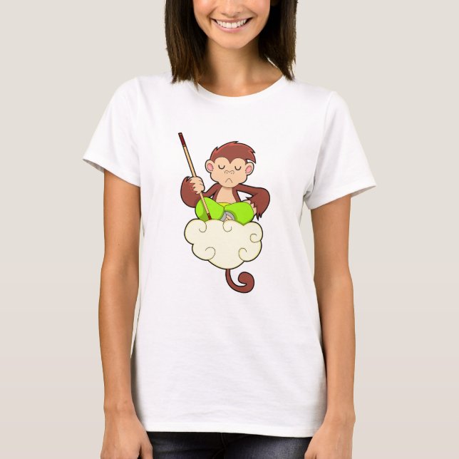 T-shirt Singe en pattes croisées sur nuages (Devant)
