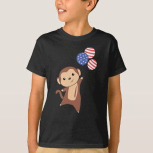 T-shirt Singe Funny Singe 4 juillet Drapeau Américain