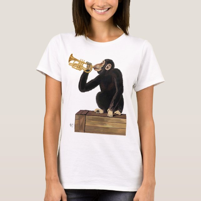 T-shirt Singe Jouant à la trompette 2 (Devant)