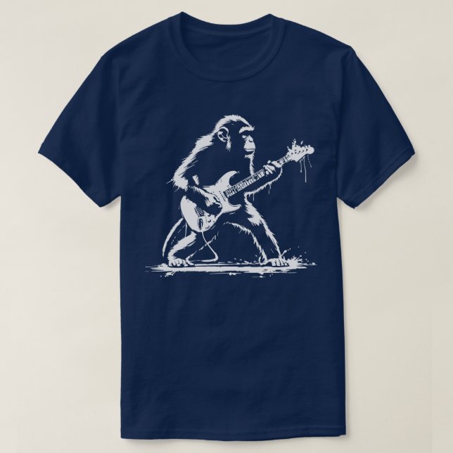T-shirt singe joue de la guitare (Design devant)
