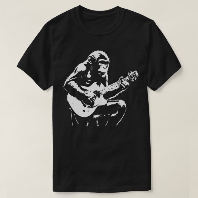 T-shirt singe joue de la guitare 1 (Design devant)