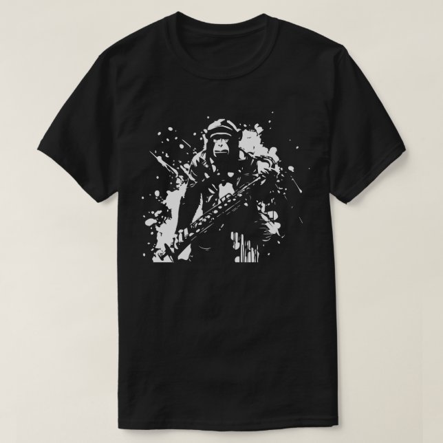 T-shirt singe joue du saxophone (Design devant)