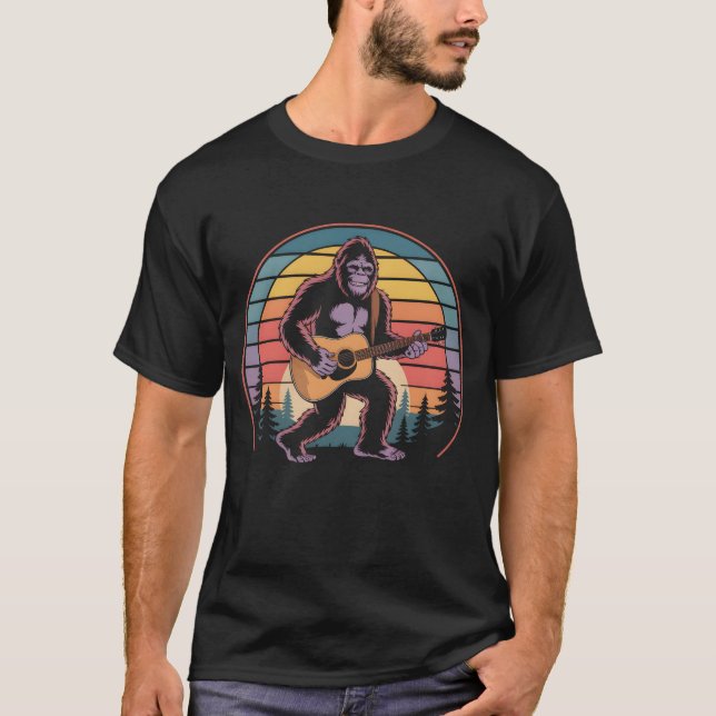 T-shirt Singe jouer classique guitare musique guitariste a (Devant)