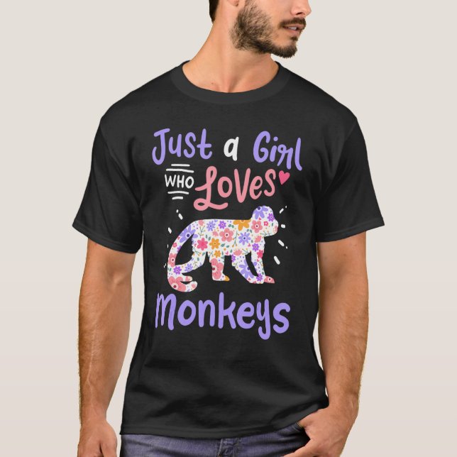 T-shirt Singe Juste Une Fille Qui Aime Les Singes Pour Sin (Devant)
