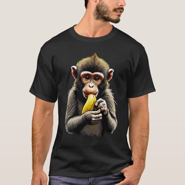 T-shirt Singe mangeant de la banane (Devant)