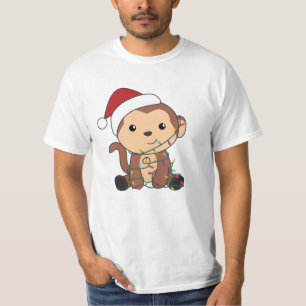 T-shirt Singe Noël Neige Hiver Animaux Singes