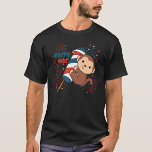 T-shirt Singe Pour Le 4 Juillet Feu D'Artifice Enfants