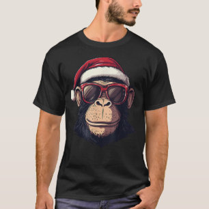 T-shirt Singe Santa Hat chimpanzé Singe Amateurs Christma