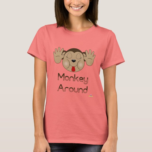 T-shirt Singe Sticking-Out Singe Langue Autour (Devant)