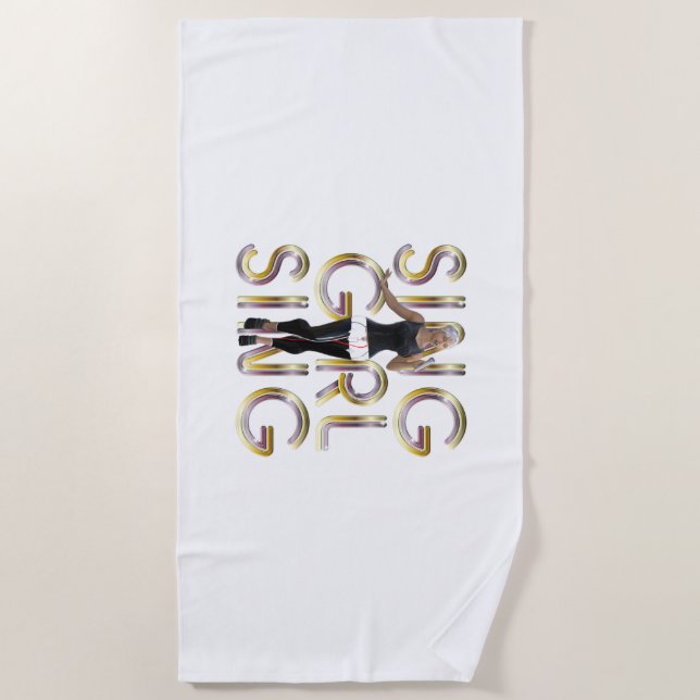 T-SHIRT singen Mädchen singen Strandtuch (Vorderseite)