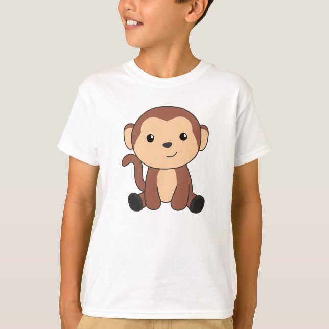 T-shirt Singes, Animaux Doux Dans La Jungle Drôle Singes (Devant)