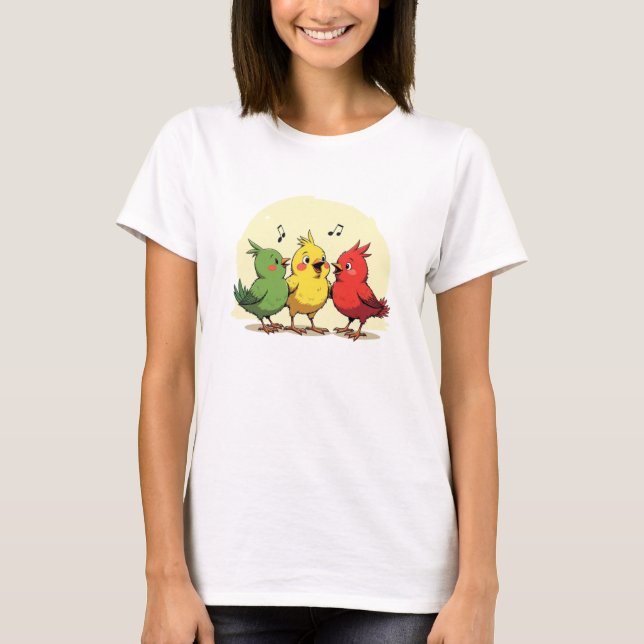 T-shirt Singing Birds – Joyful Art with Reggae Vibes (Devant)