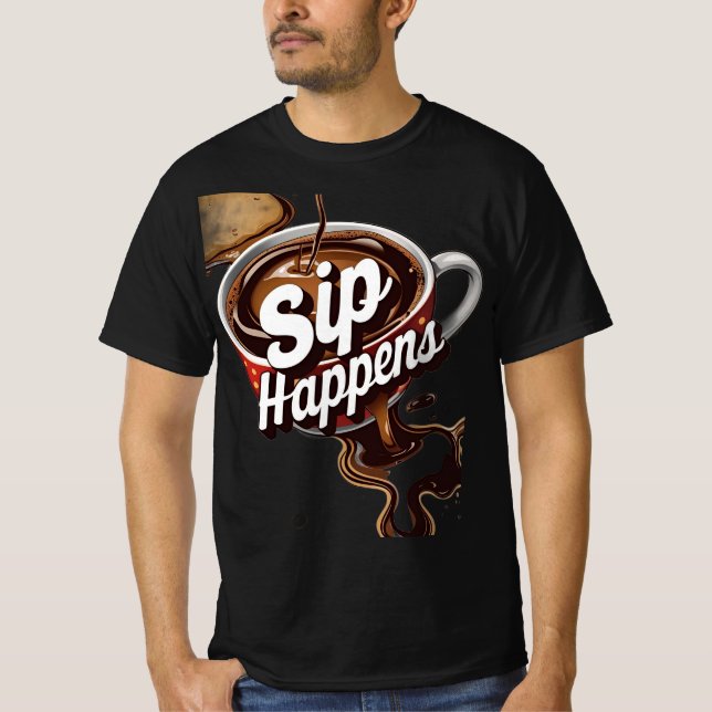T-shirt Sip Happens : Retro Diner Coffee Graphic (Devant)