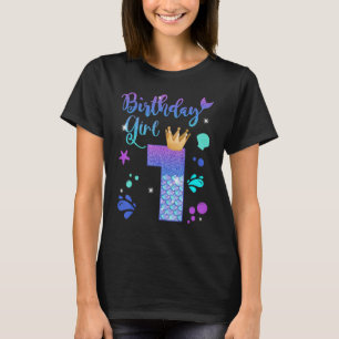 T-shirt Sirène Anniversaire Fille 1 An Ancien C'est mon 1e