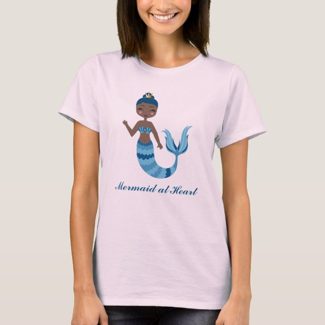 T-shirt Sirène au coeur bleu joueuse sirène (Devant)