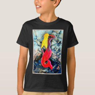 T-shirt sirène blonde en rouge