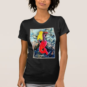 T-shirt sirène blonde en rouge