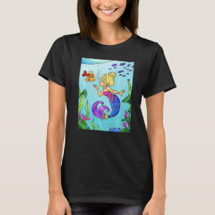 T-shirt Sirène blonde sous l'eau avec des poissons dorés n