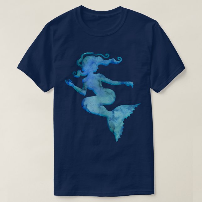 T-shirt Sirène d'aquarelle bleu (Design devant)