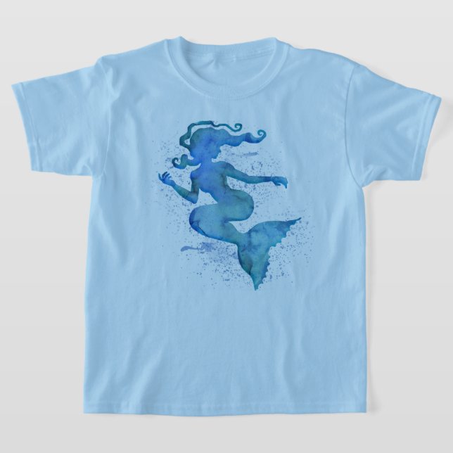 T-shirt Sirène d'aquarelle bleu (Poser)