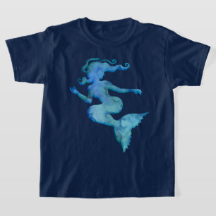 T-shirt Sirène d'aquarelle bleu
