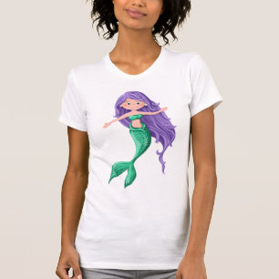 T-shirt Sirène de dessin avec cheveux pourpres
