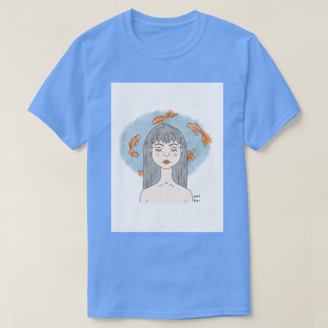 T-shirt Sirène de la fille de poisson d'Aquarius mental (Design devant)