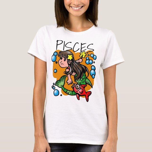 T-shirt Sirène de pois sucrée avec dessin au poisson (Devant)