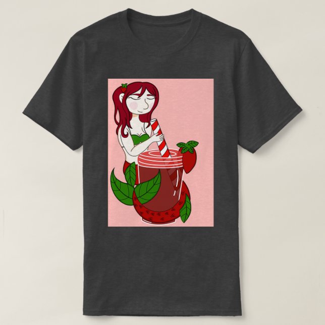 T-shirt Sirène de thé glacé à la fraise (Design devant)