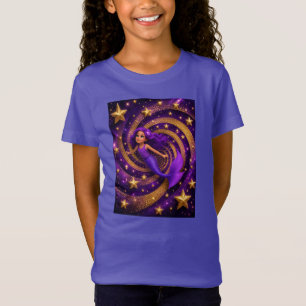 T-Shirt Sirène Étoile Dorée Violette Illusion d'Optique