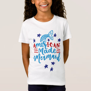 T-Shirt Sirène faite américaine. Énonciations mignonnes