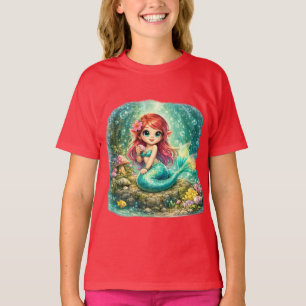 T-shirt Sirène Magique Conception de Fantaisie Sous-Mari