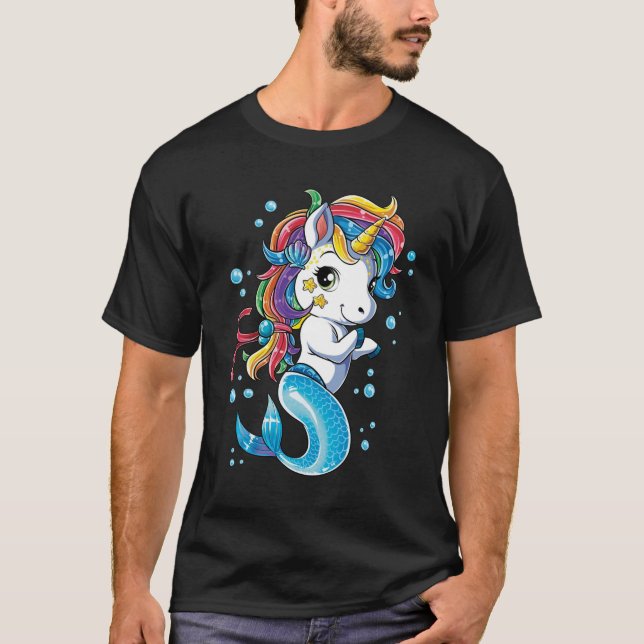 T-shirt Sirène Mermicorn de licorne (Devant)