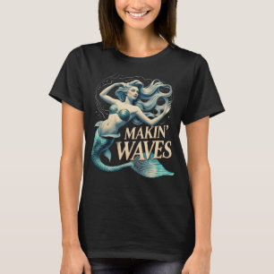 T-shirt Sirène qui fait des vagues : Amoureux de l'océan f