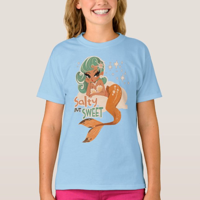 T-shirt Sirène salée mais douce : Vibes océaniques rétro j (Devant)