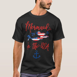 T-shirt Sirène T USA Patriotique Drapeau Police de queue