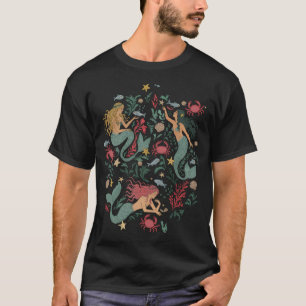 T-shirt Sirènes Vintage dans l'Océan – Bleu