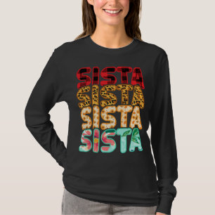 T-shirt Sista Sister Leopard Rouge Plaid famille de tourne