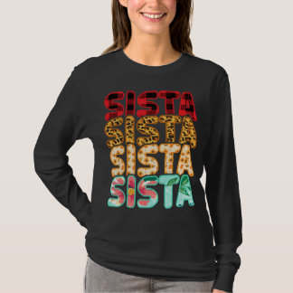 T-shirt Sista Sister Leopard Rouge Plaid famille de tourne