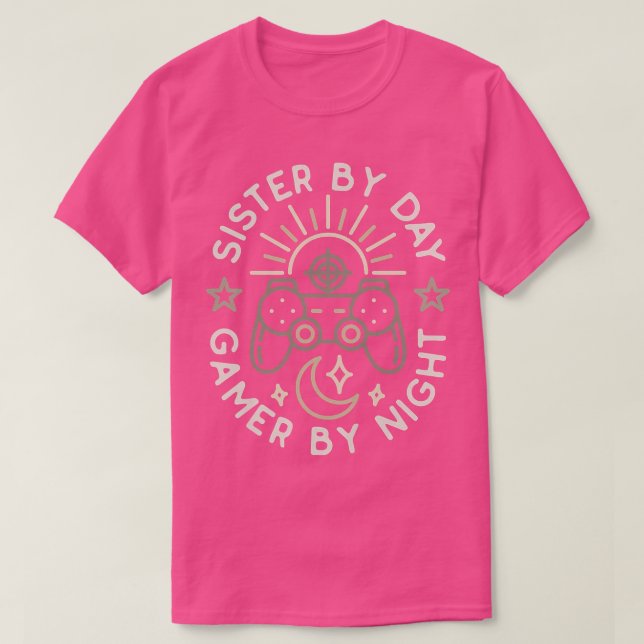 T-shirt Sister By Day Gamer By Night Video Games Lover Gam (Design devant)