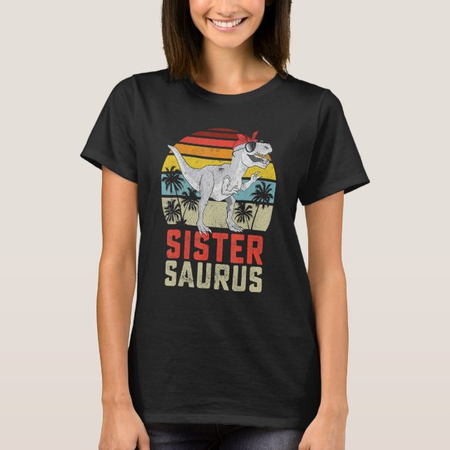 T-shirt Sistersaurus Rex Dinosaur Soeur Saurus Famille Mat (Devant)