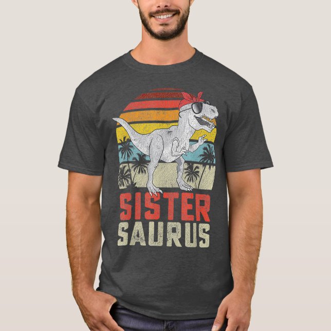 T-shirt Sistersaurus T Rex Dinosaur Soeur Saurus Famille (Devant)