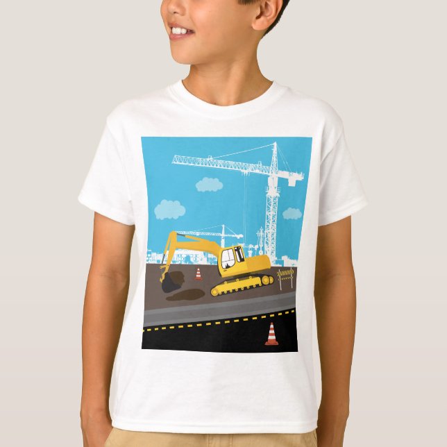 T-shirt Site des camions de construction de camions d'exca (Devant)